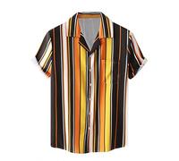 Chemise hawaïenne à manches longues pour hommes - Chemise courte - Décontractée - Chemise d'affaires élastique, 15 - Noir, M