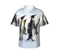 Chemise hawaïenne à motif pingouin mignon - Impression sur un seul côté, tissu polyester ultra doux, manches courtes boutonnée pour hommes et adolescents, Noir , L