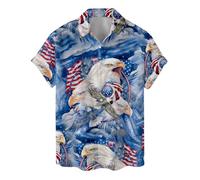 Chemise hawaïenne amusante et colorée pour homme - Chemise hawaïenne à manches courtes boutonnée pour homme, Aigle des États-Unis, XL