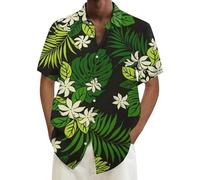 Chemise hawaïenne amusante et décontractée pour homme - Motif palmier hawaïen tropical - Chemise d'été à manches courtes boutonnée - Coupe ample - Croisière dans les Caraïbes - Motif floral des années
