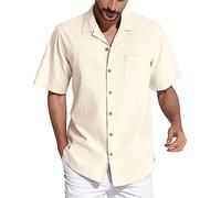 Chemise hawaïenne amusante pour homme - Chemise hawaïenne à manches courtes boutonnée - Coupe ample - Coupe ample - Style vintage - Pour homme, beige, 3XL