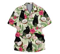 Chemise hawaïenne avec vache tropicale pour homme, motif floral, amusante, ferme, boutonnière, manches courtes, chemisier boutonné, chemise de vacances, chemise décontractée, Vert clair, M