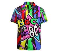Chemise hawaïenne boutonnée vintage années 80 et 90 pour homme, Rainbow-back aux années 80, Taille XL