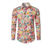 Chemise Hawaienne,Chemise Hawa Iian pour Homme Chemise d'affaires Florale Chemise décontractée à Manches Longues et Boutons