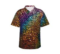 Chemise hawaïenne classique à manches courtes avec imprimé peau de serpent pour homme - Chemise décontractée pour la plage et les tenues tropicales, Noir/blanc, M