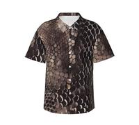 Chemise hawaïenne classique à manches courtes en peau de serpent pour homme - Chemise de plage tropicale décontractée d'été boutonnée, Noir/blanc, XXL