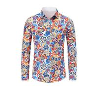 Chemise hawaïenne colorée à Manches Longues pour Homme, Style Hippie, rétro, Carnaval, discothèque, années 1970, Florale, pour Les Loisirs, l'été, Les Loisirs, Les fêtes, Le Nouvel an, Hippie