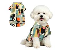 Chemise hawaïenne d'art moderne du milieu du siècle pour petit chien - Tenue d'été mignonne pour chiot - Vêtement doux et respirant avec boutons