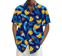 Chemise hawaïenne décontractée à manches courtes boutonnée pour homme, chemise hawaïenne avec palmier, coupe ample, chemise de croisière tropicale des Caraïbes, chemise d'été cubaine amusante, bowling