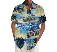 Chemise hawaïenne décontractée à manches courtes pour homme, coupe ample, boutonnée, chemise de plage des Caraïbes, tropical, amusant, cubain, hawaïen, palmier, croisière, vintage, années 80, chemise