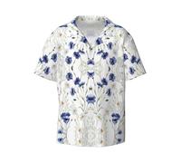 Chemise hawaïenne décontractée à manches courtes pour homme, motif floral dessiné à la main, pour les vacances tropicales, la plage, Noir, M