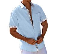Chemise hawaïenne décontractée boutonnée pour homme - Chemise à manches courtes - Motif graphique de croisière mexicaine - Revers de vacances - Plage - Bloc de couleurs floral - Flamant rose -