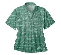 Chemise hawaïenne décontractée pour homme avec imprimé formules de mathématiciens et enseignants, verte, look tableau noir, Style_g01 Noir, 3XL