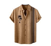 Chemise hawaïenne d'été décontractée à manches courtes boutonnée pour la plage, les Caraïbes, motif palmier hawaïen, floral, tendance, croisière, bowling, grande taille, drôle, jaune, 3XL