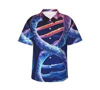 Chemise hawaïenne DNA Genetic Helix à manches courtes pour homme - Chemise de plage tropicale décontractée d'été boutonnée, Noir/blanc, M