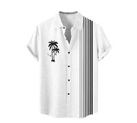 Chemise Hawaienne Homme, Chemisier Boutonné Revers Décontracté Classique Motif de Feuilles Tropicales Colorées Loose Respirant Style Hawaïen Vintage Manches Courtes pour Hommes