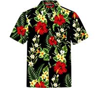Chemise Hawaïenne Homme | Coton | S - 8XL | Aloha | Fleur | Hibiskus | Retro | Classique | Hibiscus | Manches Courtes | Hommes | Hawaii | Casual | à Fleurs