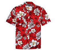 Chemise Hawaïenne Homme | Coton | S - 8XL | Aloha | Fleur | Hibiskus | Retro | Classique | Hibiscus | Manches Courtes | Hommes | Hawaii | Casual | à Fleurs