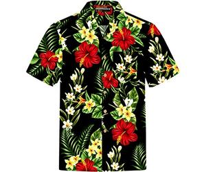 Chemise Hawaïenne Homme | Coton | S - 8XL | Aloha | Fleur | Hibiskus | Retro | Classique | Hibiscus | Manches Courtes | Hommes | Hawaii | Casual | à Fleurs