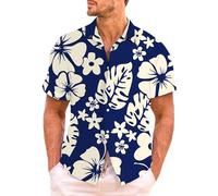 Chemise Hawaienne Homme Ete Casaul Funky de Plage Chemise Homme Manches Courtes Hawaiian-Imprimer Chemise Hawaienne Imprimé Fleur Chemise a Fleur Homme T-Shirt Tee Shirt été Chemisette Homme