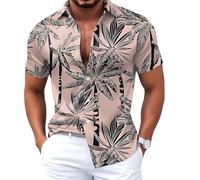 Chemise Hawaienne Homme Imprimé Feuille Palmier Tropical, Chemise Homme Manches Courtes Ete Décontractée, Chemisette Col Revers, Fermeture Boutonnée, Coupe Ample | Été Plage, Vacances, Bord de Mer