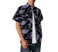 Chemise Hawaienne Homme Manches Courtes - Chemises à Col Ouvert avec Boutons, Imprimé Marguerites et Motif Tour Graphique, Devant Ouvert - Haut pour Sortie, Vacances, Quotidien et Loisirs d'été