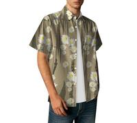 Chemise Hawaienne Homme Manches Courtes - Chemises à Col Ouvert avec Boutons, Imprimé Marguerites et Motif Tour Graphique, Devant Ouvert - Haut pour Sortie, Vacances, Quotidien et Loisirs d'été