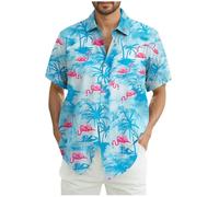 Chemise Hawaienne Homme Manches Courtes Flamingos Chemises Été Tee Shirt Haut Décontracté Funky Vêtements Tshirt Imprimé Plage Tops Adolescente T-Shirt Et Ventes Flash Vert Armée XL