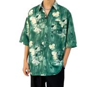 Chemise Hawaïenne Homme Mode Manche Courte Impression Shirt Coupe Régulière Unique Modèle Décontractée Rétro Personnalité Tendance Patte De Boutonnage E-Dark Green 3XL