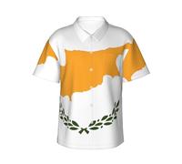 Chemise hawaïenne imprimée drapeau de Chypre pour homme, chemise décontractée à boutons tropicaux, Aloha léger, manches courtes, pour les vacances à la plage, Noir/blanc, M