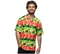 CHEMISE HAWAÏENNE JAMAÏQUE FEUILLES HOMME L Vert, Anis, Menthe, Eau L
