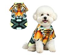 Chemise hawaïenne Little Fat Tiger Head Pet - Haut boutonné en Peau de pêche Douce, Style décontracté de Plage, Taille XL