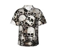 Chemise hawaïenne mexicaine à manches courtes boutonnée pour les vacances, chemise d'été pour homme, Noir , XXL