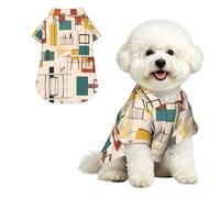 Chemise hawaïenne moderne du milieu du siècle XL pour petits chiens - Tenue d'été mignonne pour la plage pour chiot - Vêtement doux et respirant avec boutons