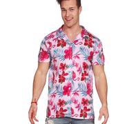 Chemise hawaïenne Paradise Flamingo vacances été festival plage fleurs tropicales motif flamant rose manches courtes chemise légère loisirs Aloha Hawaii Vibes, taille : 48 - 50 (M) Couleur : Rose