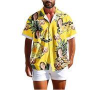 Chemise Hawaïenne Personnalisée Homme T-Shirt Avec Photo de Visage Personnalisable Shirt Personnalisation Tshirt à Manches Courtes Photos D'Animaux Personnalisé Hauts Décontracté Vêtements Blanc Xl