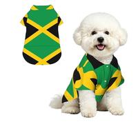 Chemise hawaïenne pour Animaux de Compagnie avec Drapeau de la Jamaïque - Chemise boutonnée Douce Effet Peau de pêche, Style décontracté Plage, Taille XL