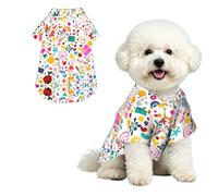 Chemise hawaïenne pour Animaux de Compagnie avec Fond « Joyeux Anniversaire » - Chemise boutonnée Douce Effet Peau de pêche, Style Plage décontracté, Taille M