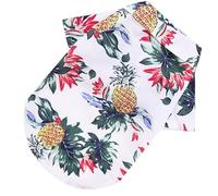 Chemise hawaïenne pour chien, peluche, bouledogue français, chat, animal de compagnie de petite à moyenne taille, vêtement d'été (ananas blanc, XXL)