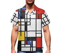 Chemise hawaïenne pour homme avec lignes géométriques imprimées décontractées et légères à manches courtes Taille XL, Labyrinthe Géométrie Lignes 7, M