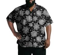Chemise hawaïenne pour homme | Chemise de vacances surdimensionnée en toile d'araignée et citrouille, vêtements d'été boutonnés, Spider Shadow, XXL