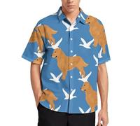 Chemise hawaïenne pour homme, motif chien golden retriever, pour l'été, la plage, manches courtes, chemise décontractée boutonnée avec poche, Joli motif chien golden retriever, XXL