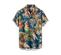 Chemise hawaïenne pour homme tendance des Caraïbes hawaïennes palmiers chemises d'été à manches courtes boutonnées drôle flamant rose tropical décontracté Mexique plage bowling croisière chemises