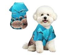 Chemise hawaïenne pour petits chiens avec baleines des mers profondes, taille XL, tenue d'été mignonne pour chiot, vêtement doux et respirant avec boutons