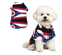 Chemise hawaïenne pour petits chiens avec drapeau de l'État de l'Ohio - Tenue d'été mignonne pour chiot - Vêtement doux et respirant avec boutons