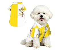 Chemise hawaïenne pour petits chiens avec drapeau du Vatican - Tenue d'été douce et respirante avec boutons