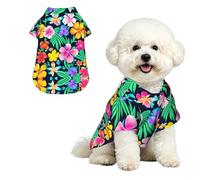 Chemise hawaïenne pour petits chiens avec fleurs colorées - Tenue d'été pour chiot - Doux et respirant - Avec boutons