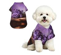 Chemise hawaïenne pour petits chiens - Couleur lilas délavé - Taille XL - Jolie tenue d'été pour la plage - Vêtement doux et respirant avec boutons