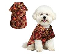 Chemise hawaïenne pour petits chiens - Grenade et fleurs - Tenue d'été pour chiot - Doux et respirant - Avec boutons