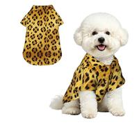 Chemise hawaïenne Yello imprimé léopard XL pour petits chiens - Tenue d'été mignonne pour la plage pour chiot - Vêtement doux et respirant avec boutons